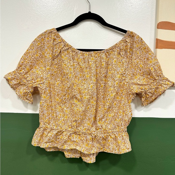 J. Crew Gathered Scoop Neck Short Sleeve Floral Top - Picture 2 of 5